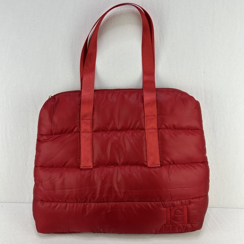 Carolina Herrera Good Girl Puffer Quilted Tote Bag in Holiday Red Purse